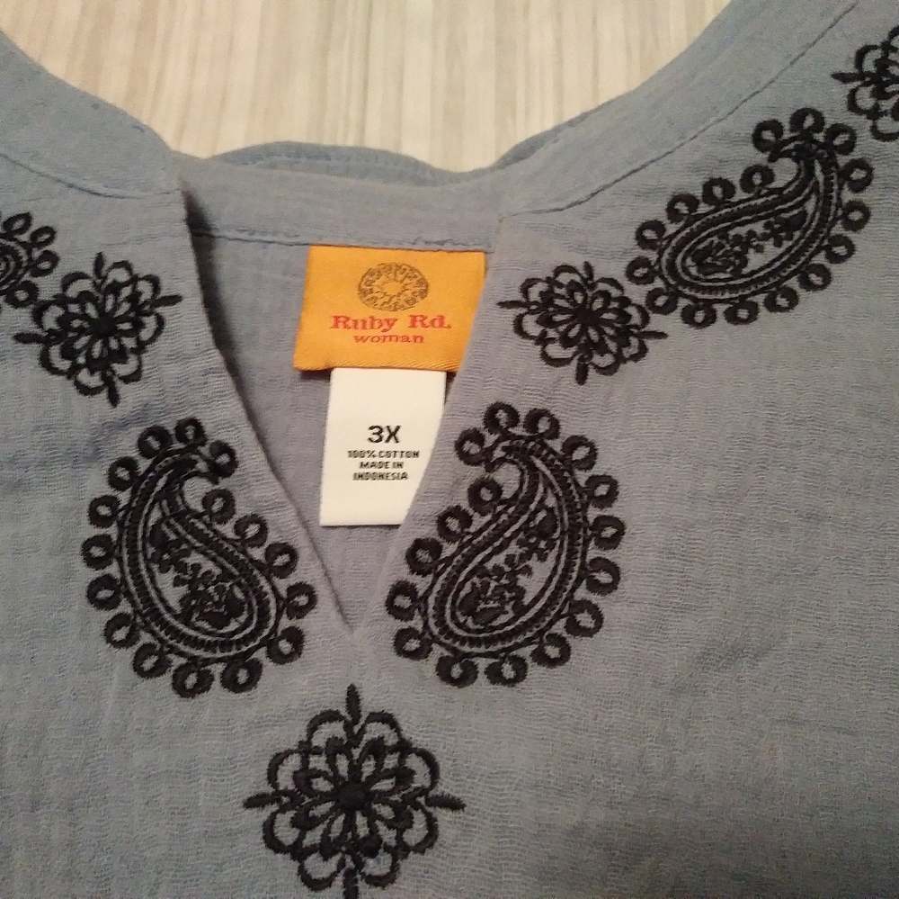 🌴 Ruby Rd. Blue Tunic 3X - Picture 2 of 8